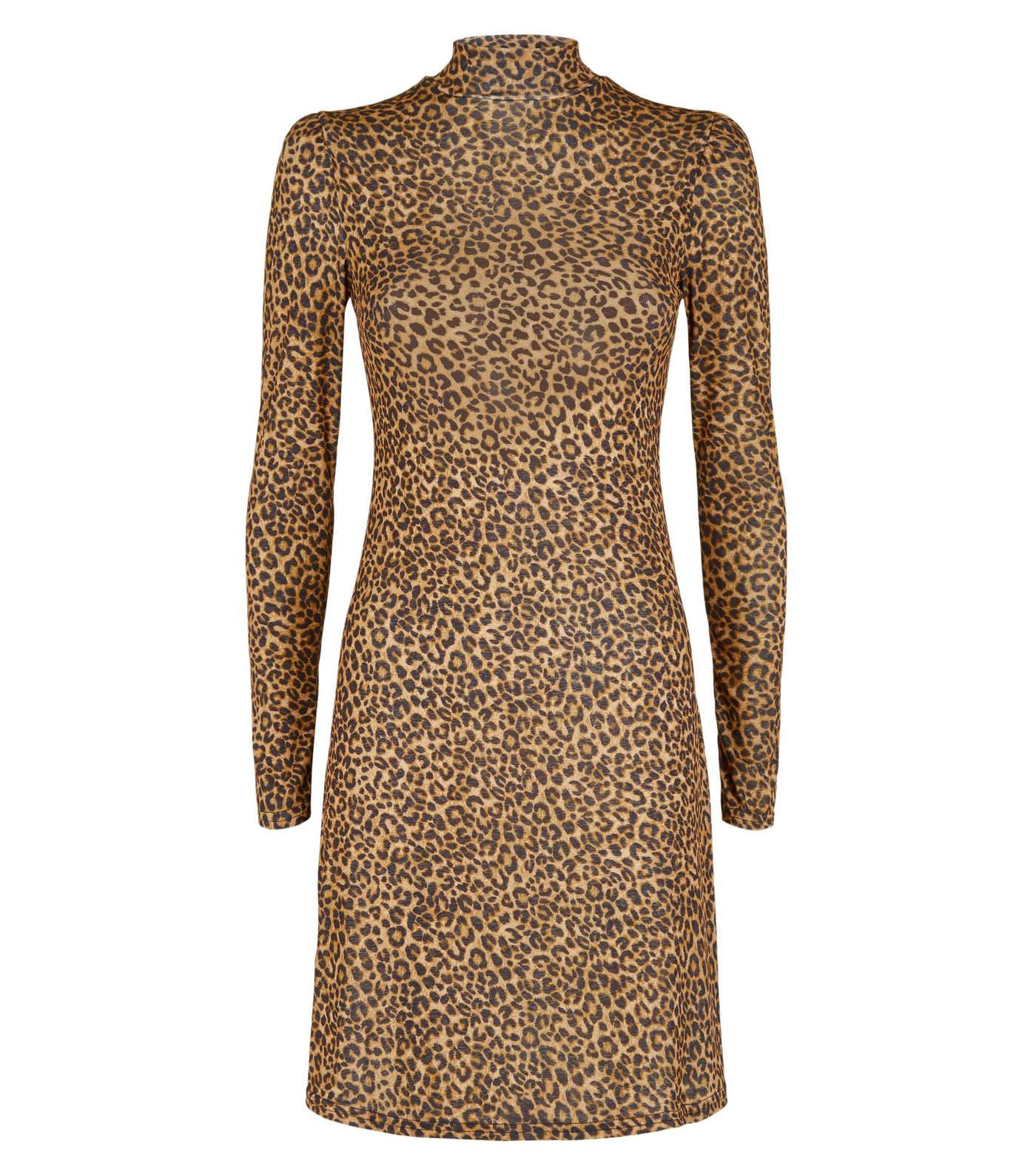 Brown Leopard Print High Neck Swing Dress Image 4