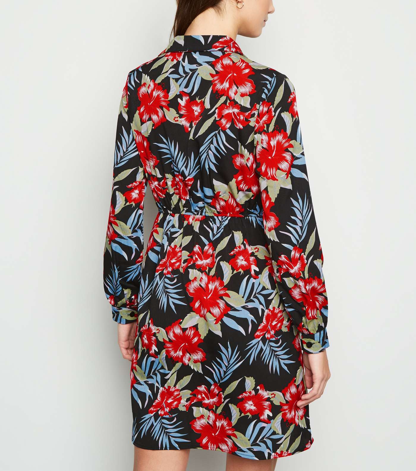 Mela Black Tropical Wrap Shirt Dress Image 3