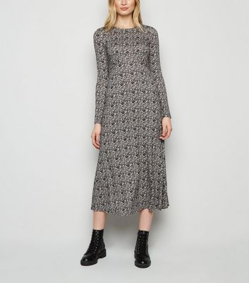 black ditsy print dress