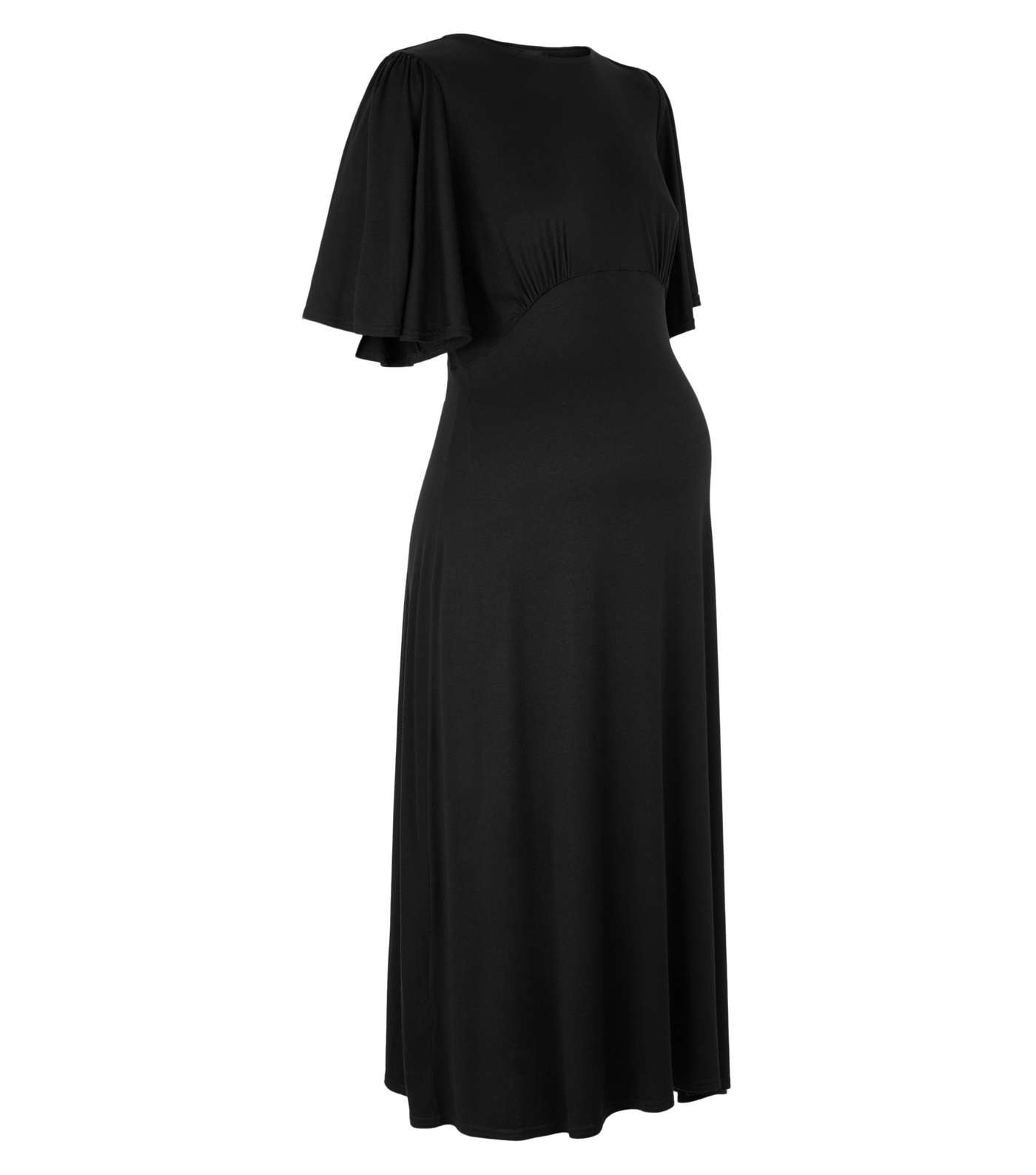 Maternity Black Empire Waist Jersey Midi Dress Image 4