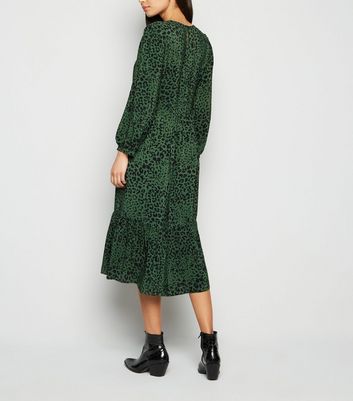 new look green leopard print dress