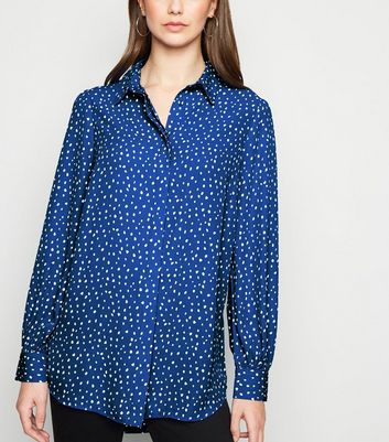 Blue Spot Long Sleeve Shirt | New Look