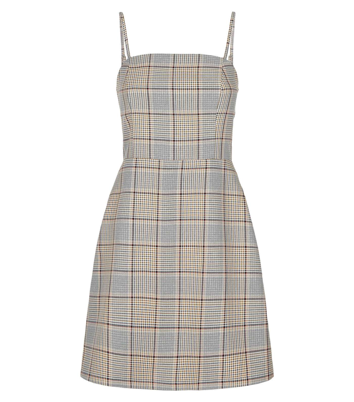 Off White Check Strappy Pinafore Dress Image 4