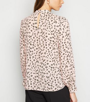 leopard print high neck blouse