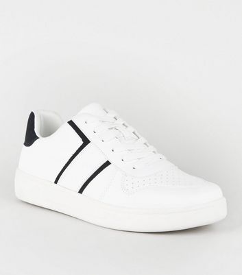 new look white leather look trainers