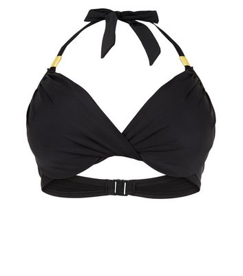 black twist bikini top