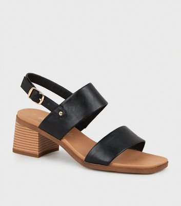 black strap block heel sandals