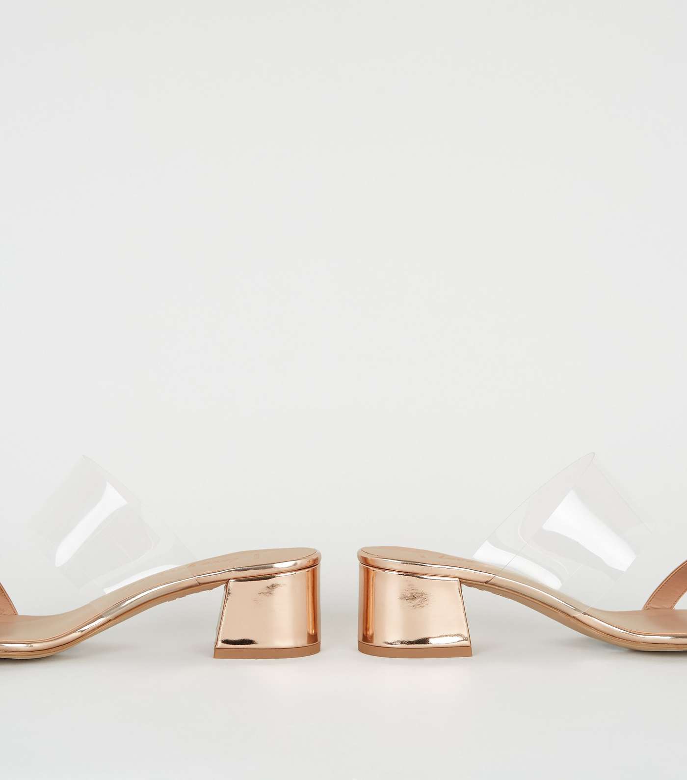 Wide Fit Rose Gold Metallic Clear Strap Mules Image 4
