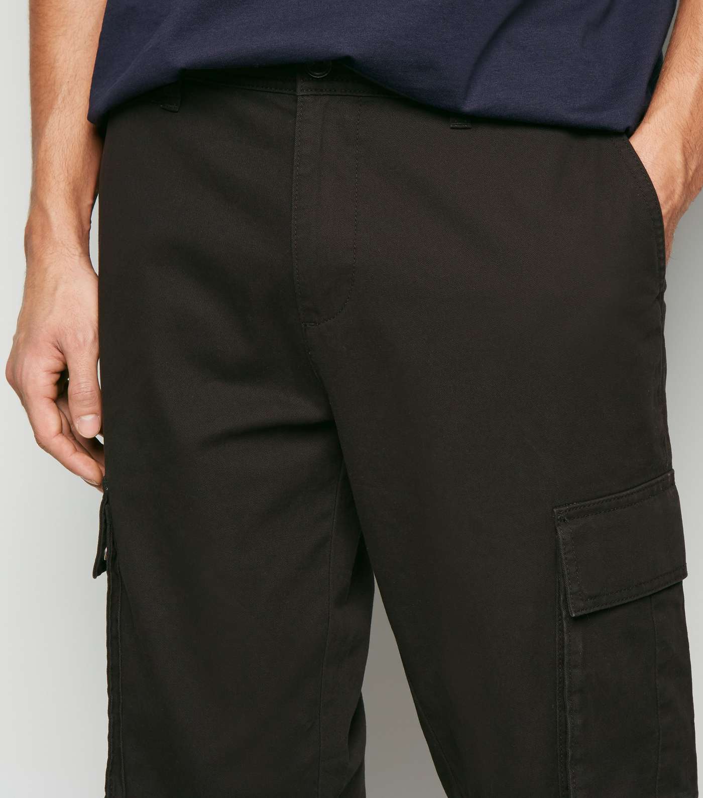 Black Cotton Cargo Trousers Image 5