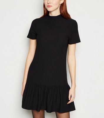 black frill hem dress