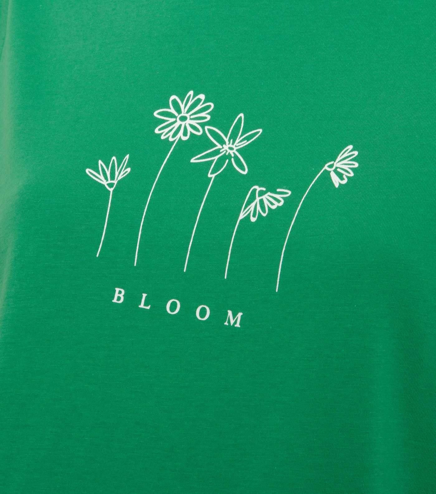 Green Bloom Floral Slogan T-Shirt Image 3
