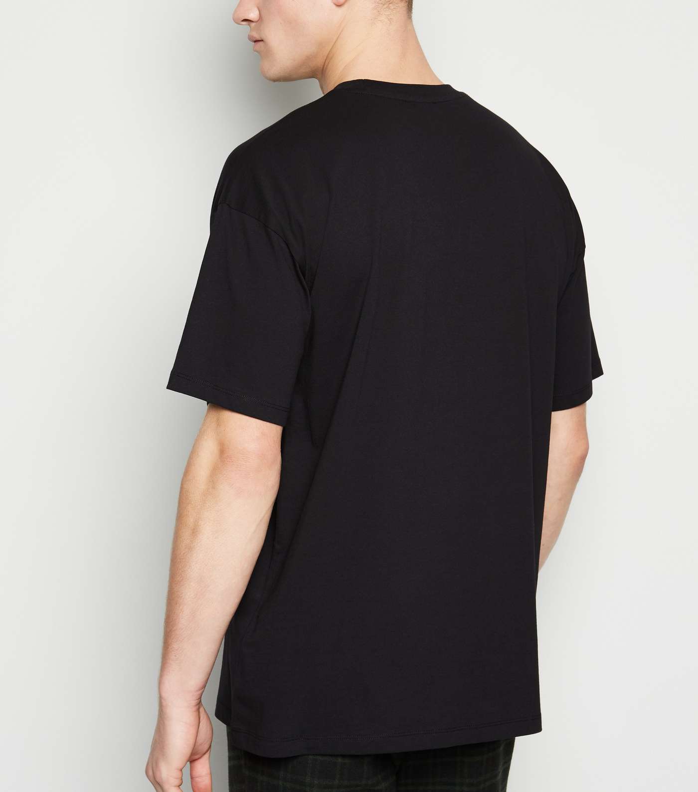 Black Embroidered Smile Oversized T-Shirt Image 3