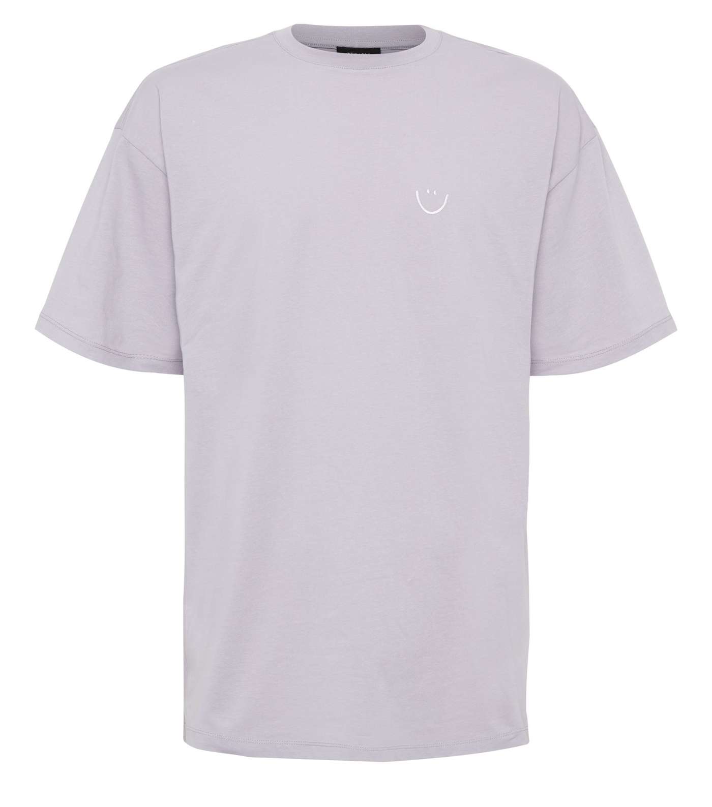 Lilac Embroidered Smile Oversized T-Shirt Image 4