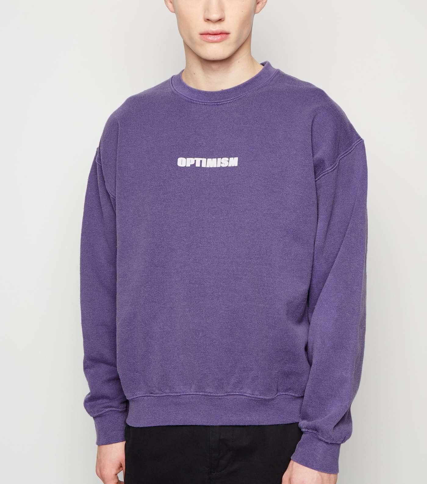 Lilac Overdyed Optimism Slogan Sweatshirt