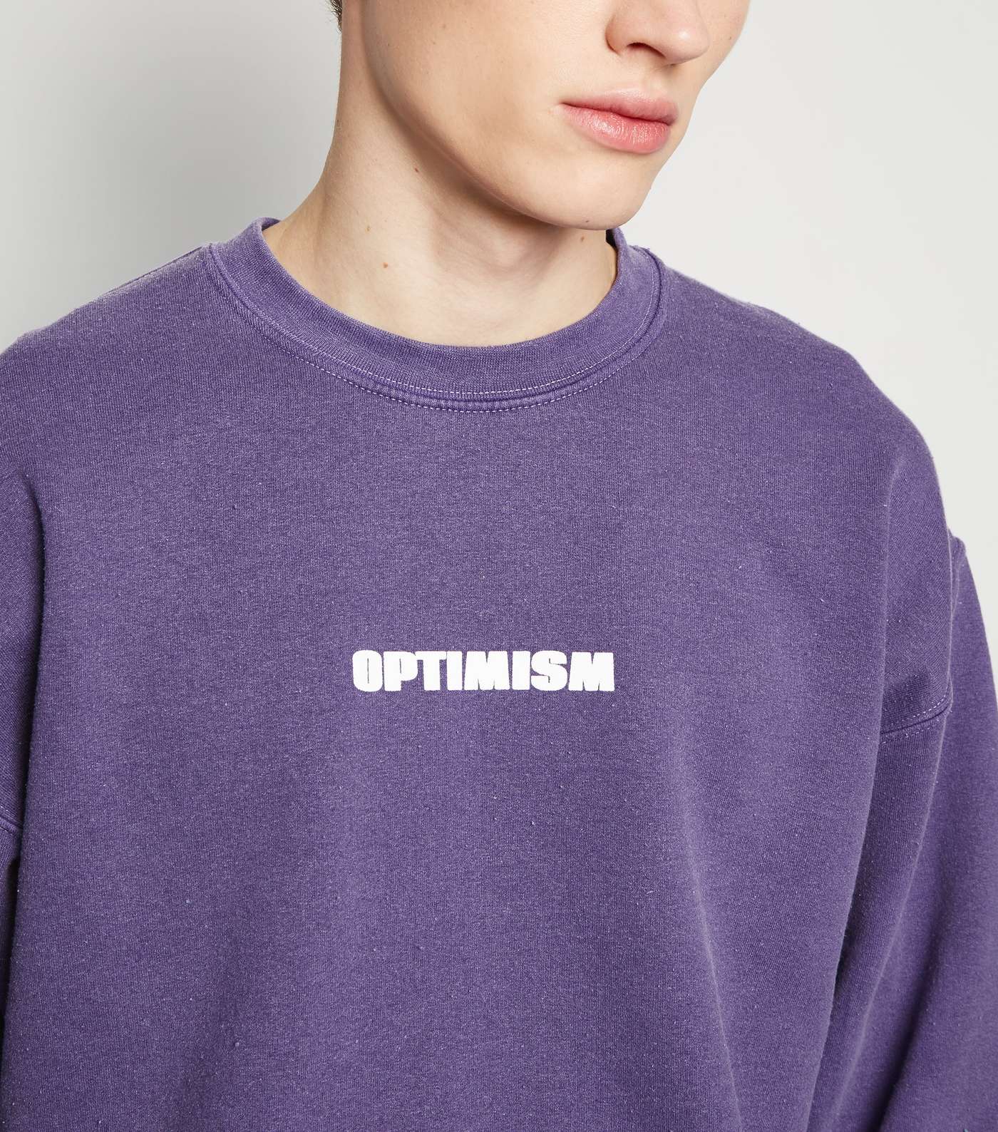 Lilac Overdyed Optimism Slogan Sweatshirt Image 5
