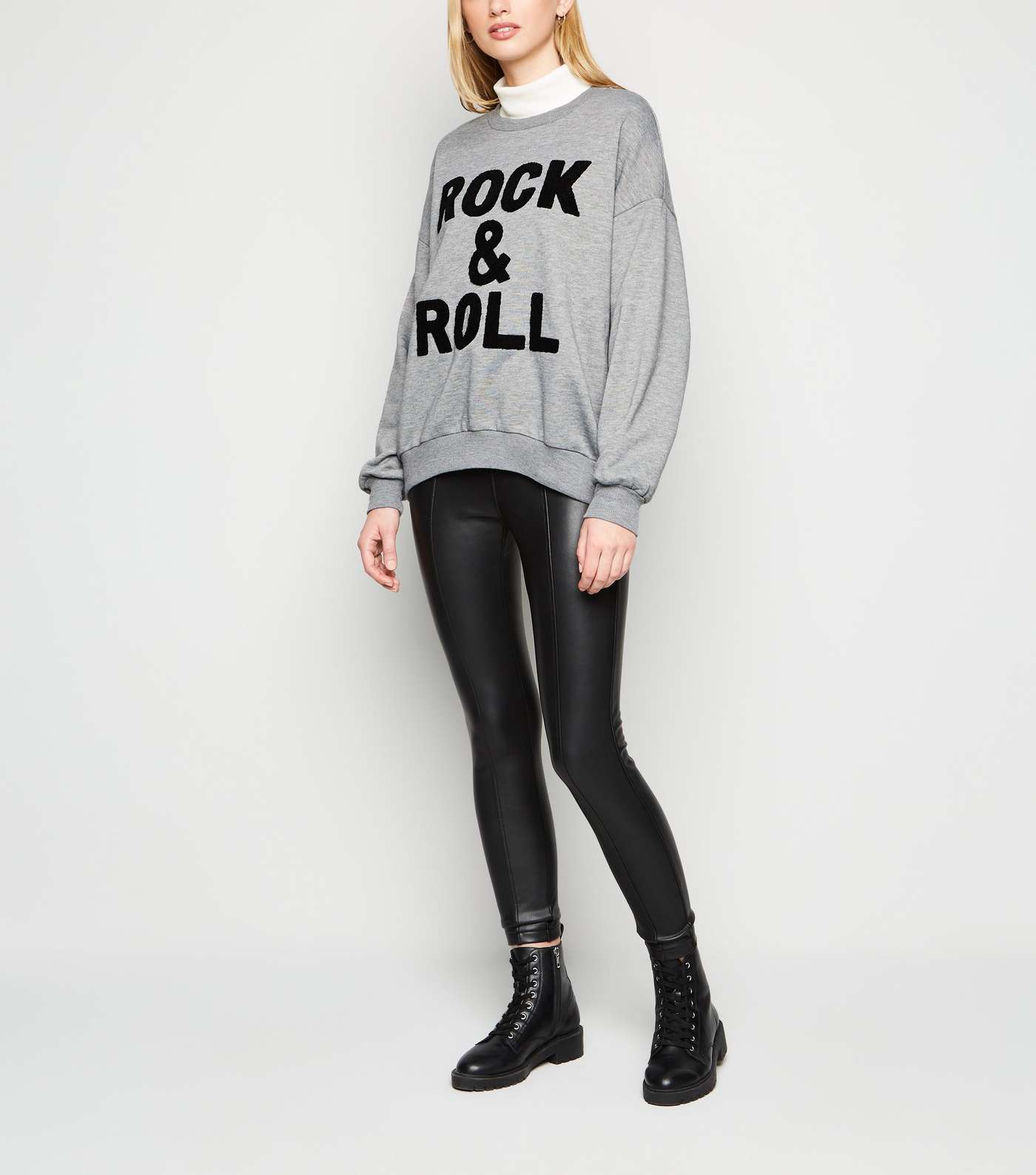 Cameo Rose Grey Rock & Roll Slogan Sweatshirt Image 2