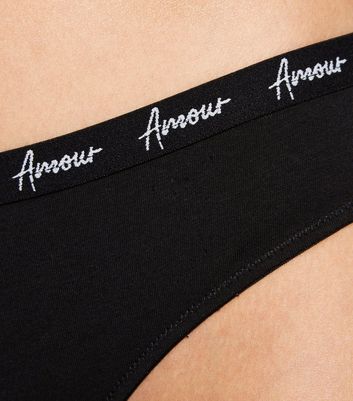 Image of Black Amour Slogan Elastic Jersey Briefs New Look