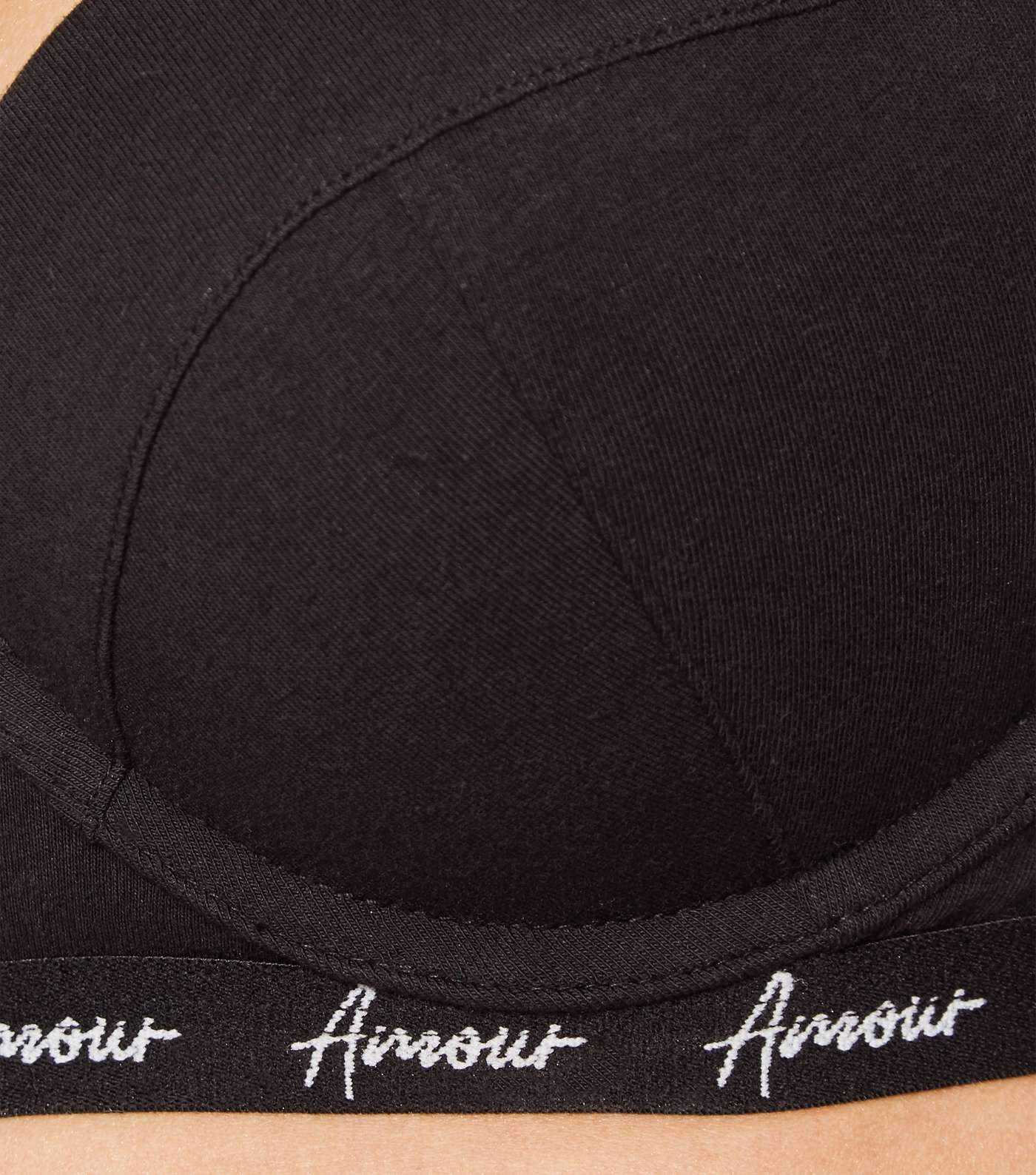 Black Amour Slogan Strap Jersey Push-Up Bra Image 4
