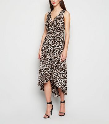 leopard print dip hem dress