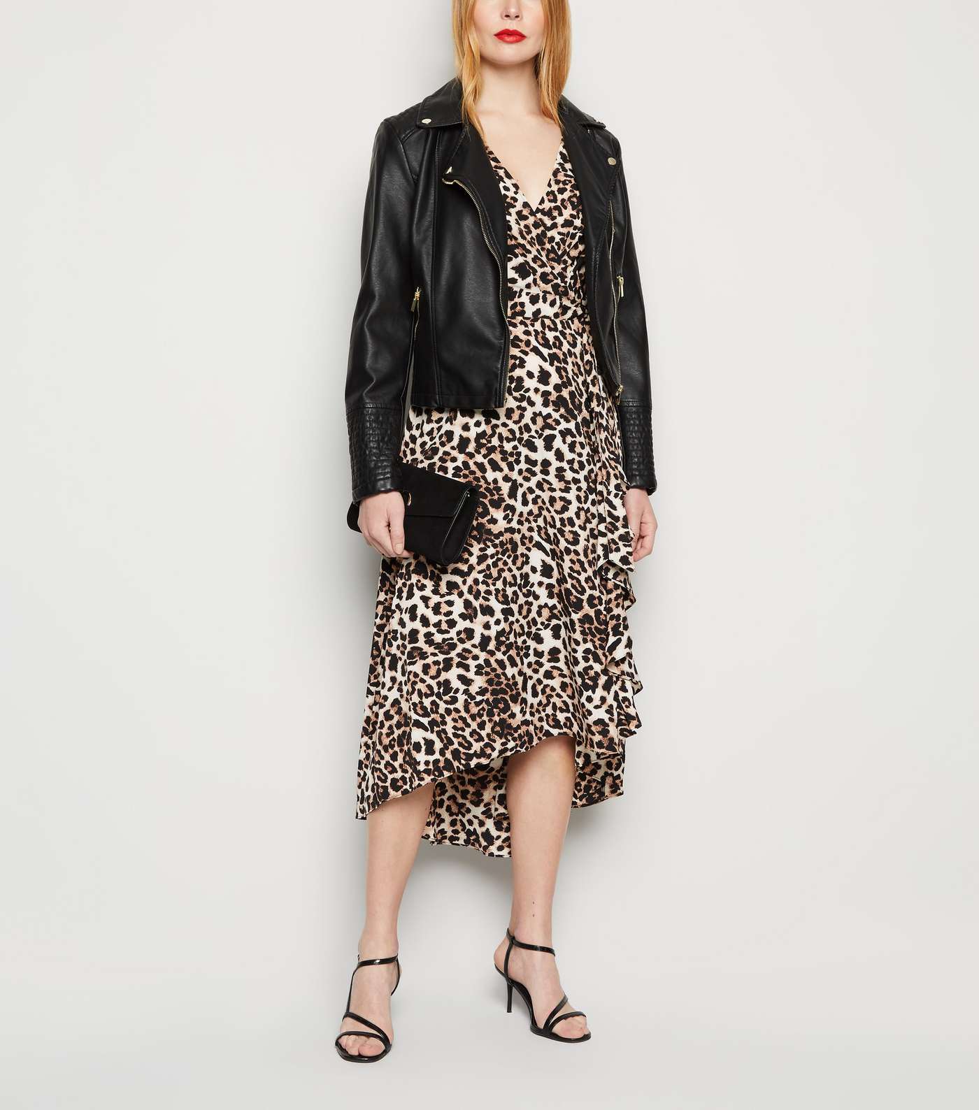 Brown Leopard Print Dip Hem Midi Dress Image 5