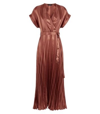 New Look Midi Wrap Dress In Rust Flash ...