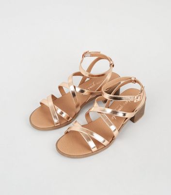 new look wide fit rose gold sandals