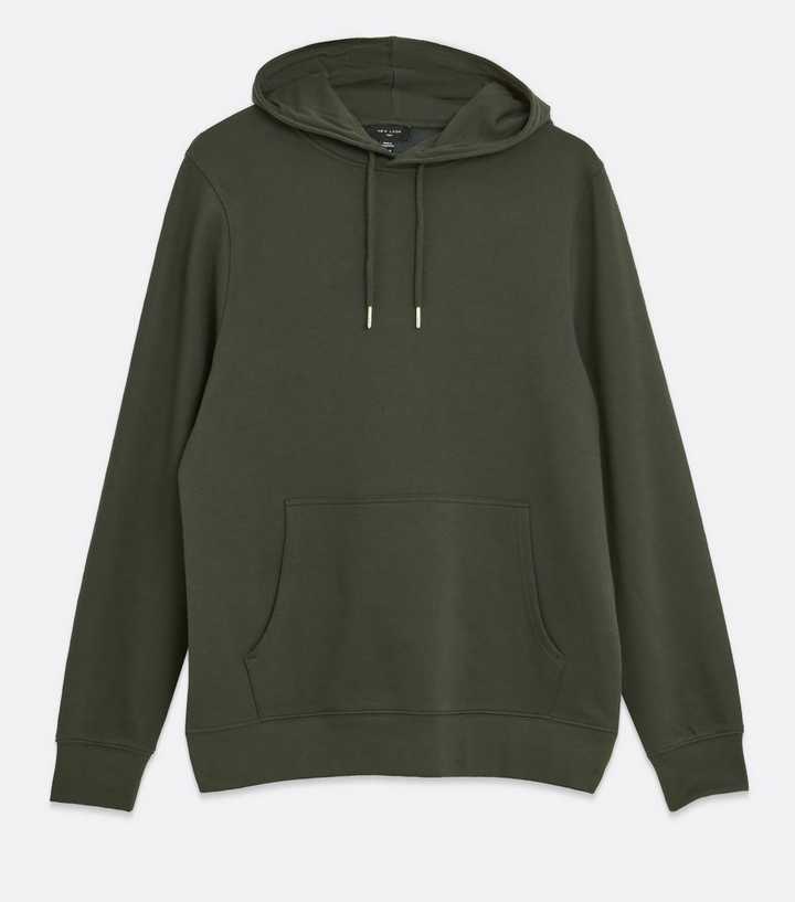 Dark Green Plain Long Sleeve Hoodie | New Look