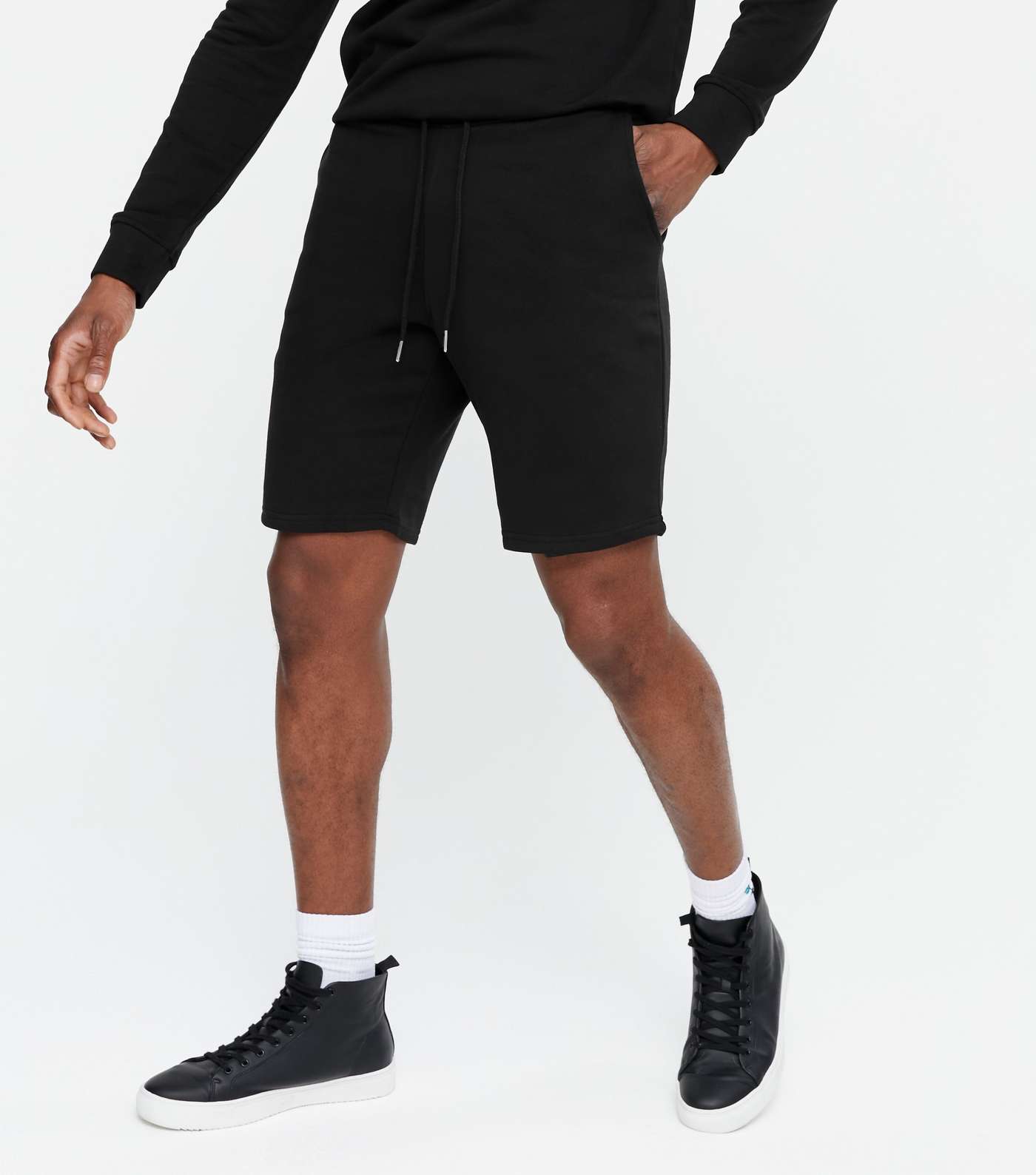 Black Plain Jersey Shorts Image 2
