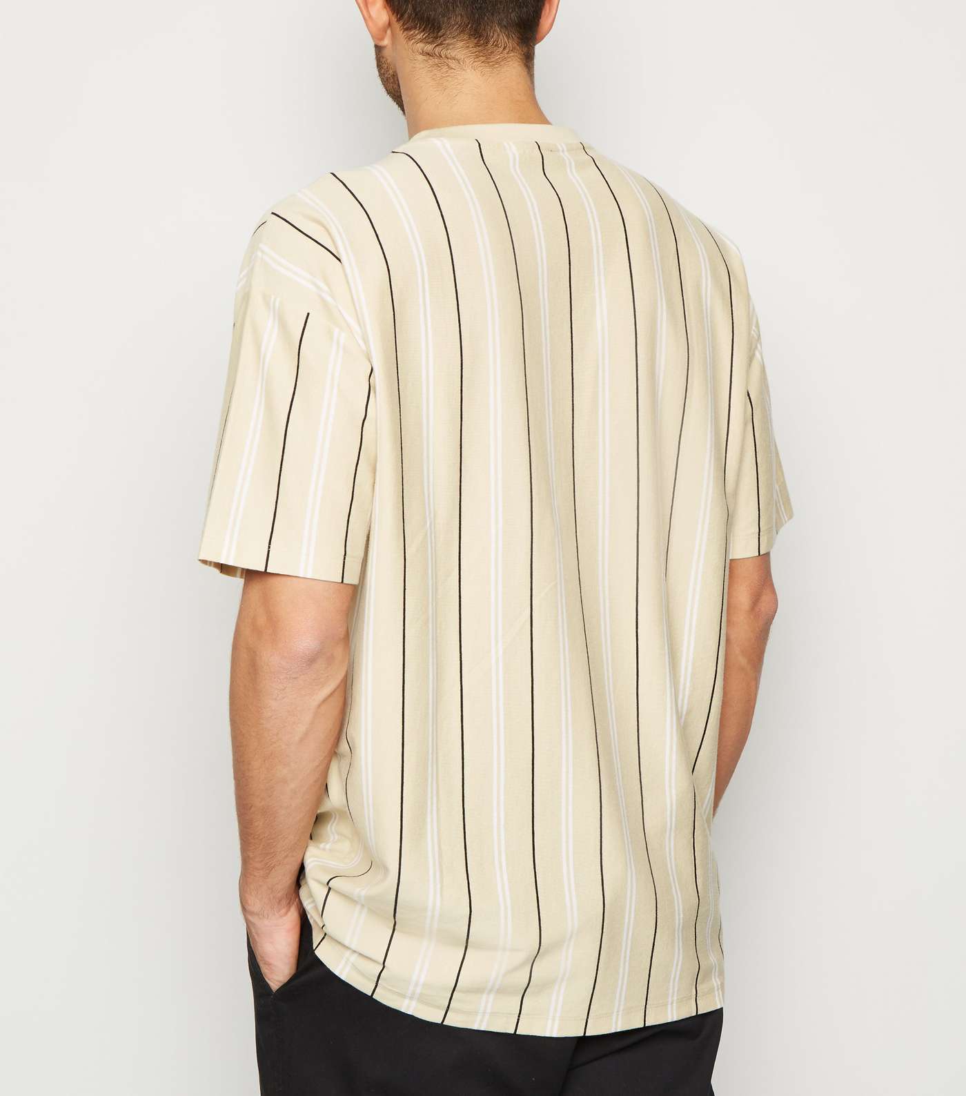 Stone Vertical Stripe Oversized T-Shirt Image 3