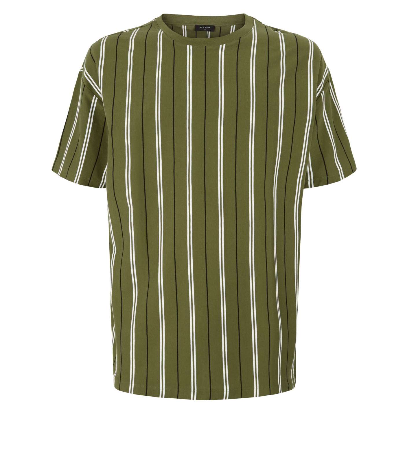 Olive Vertical Stripe Oversized T-Shirt Image 4