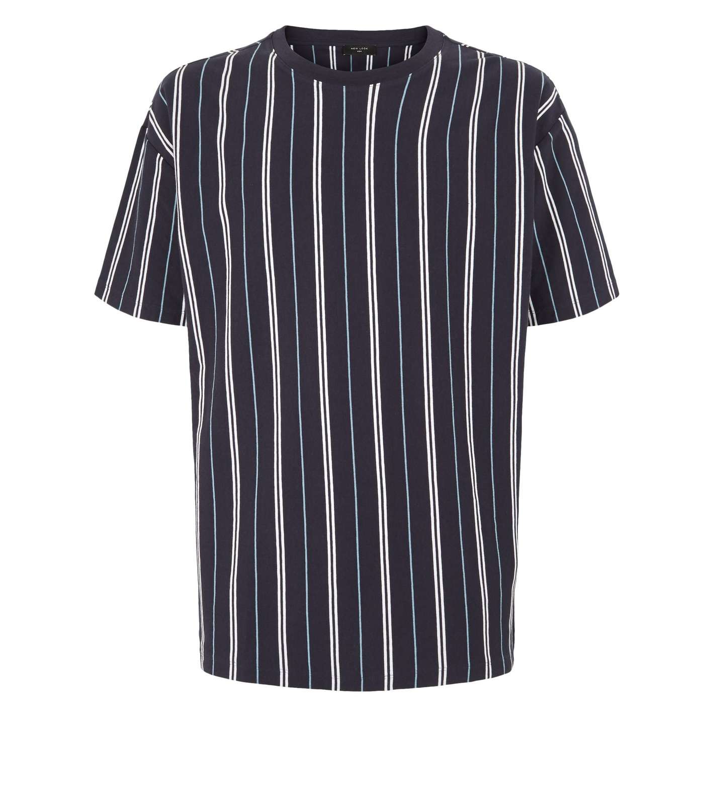 Navy Vertical Stripe Oversized T-Shirt Image 4
