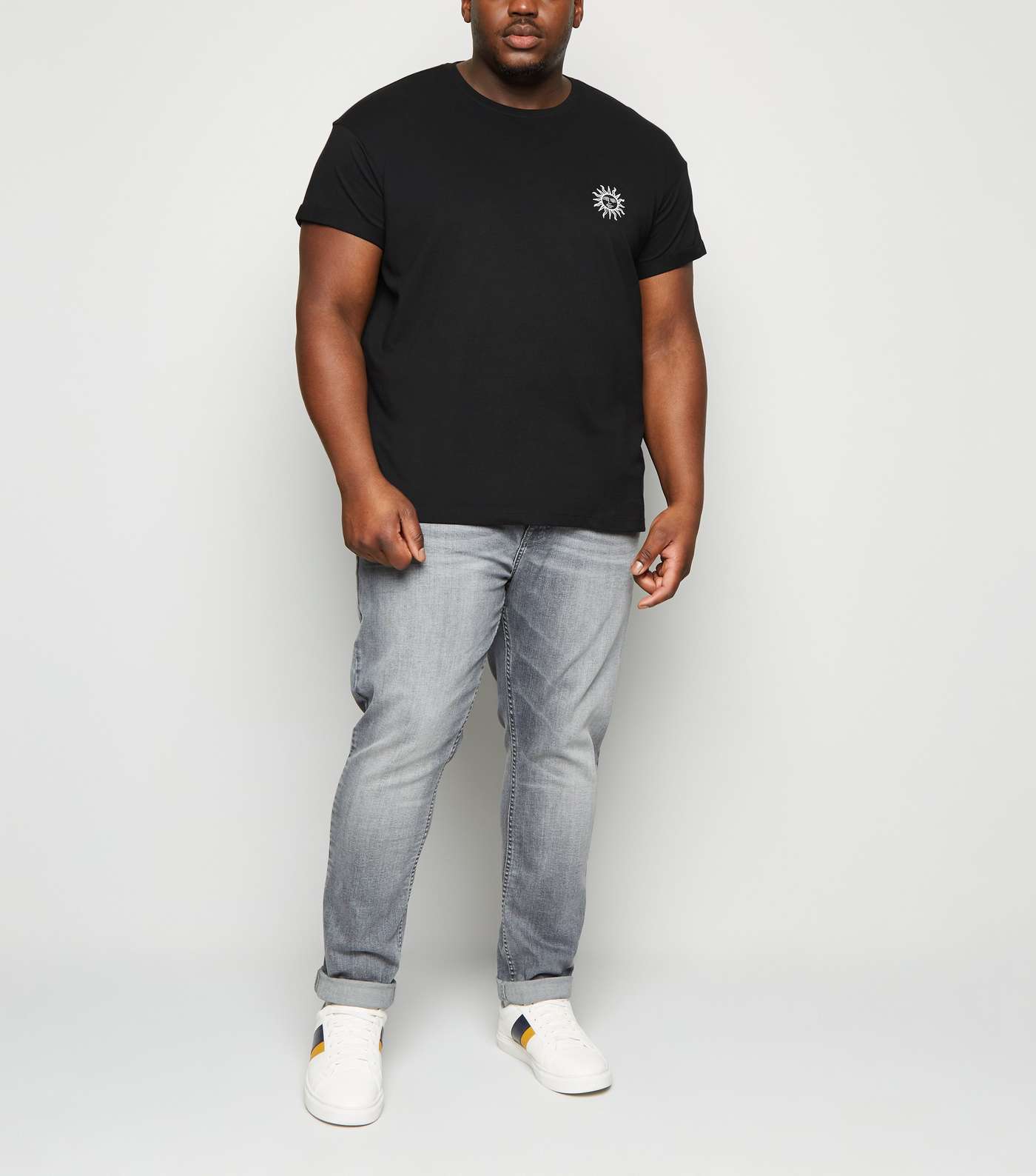Plus Size Black Sun Embroidered T-Shirt Image 2