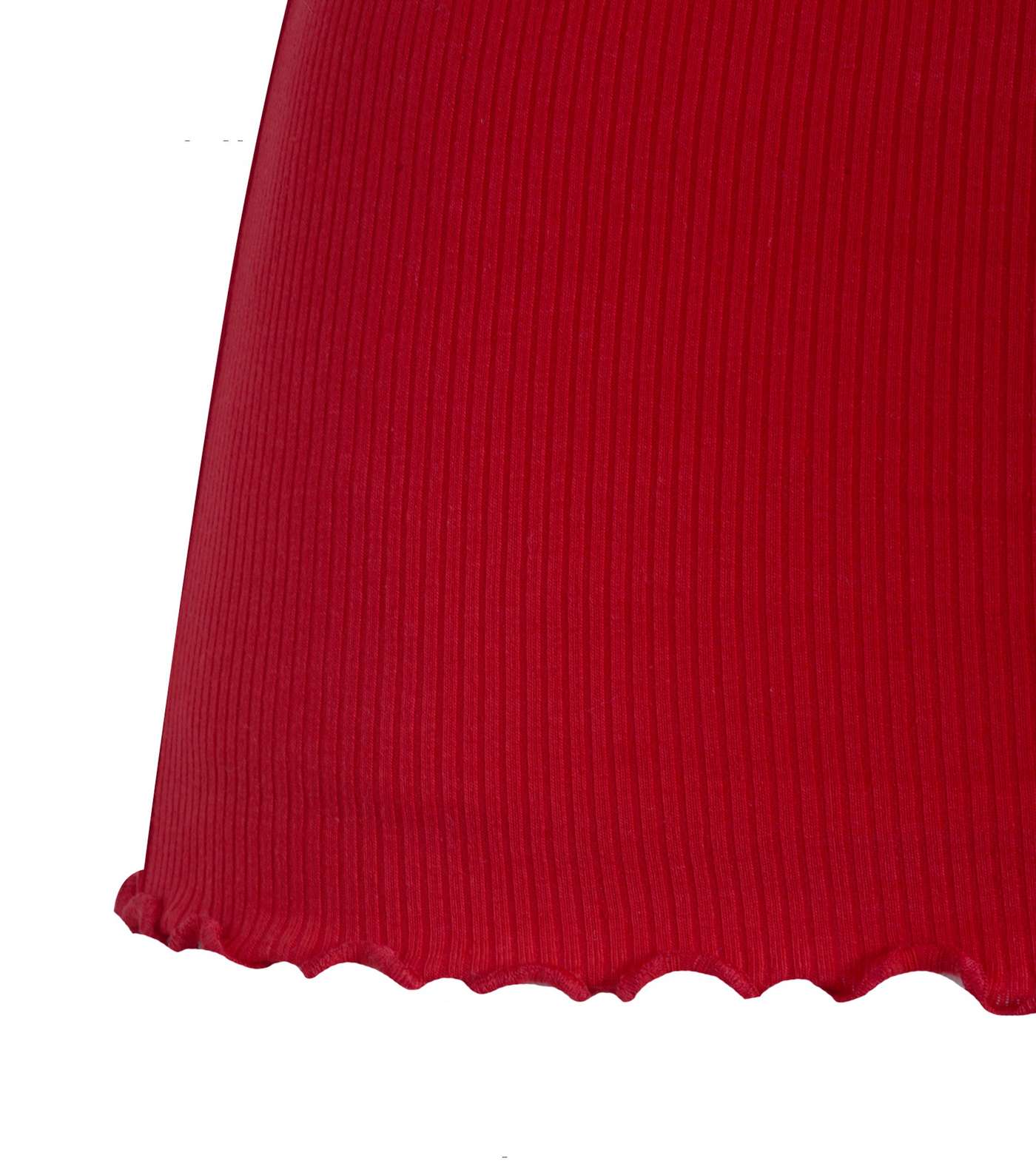 Red Ribbed Frill Scoop Neck Vest Image 3