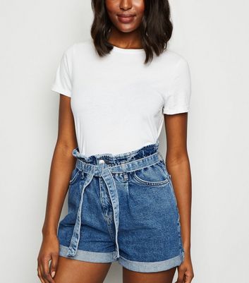 High waisted denim shorts new outlet look