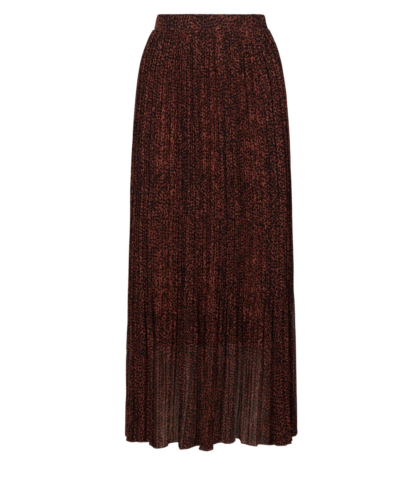 Tall Rust Leopard Print Pleated Midi Skirt Image 4