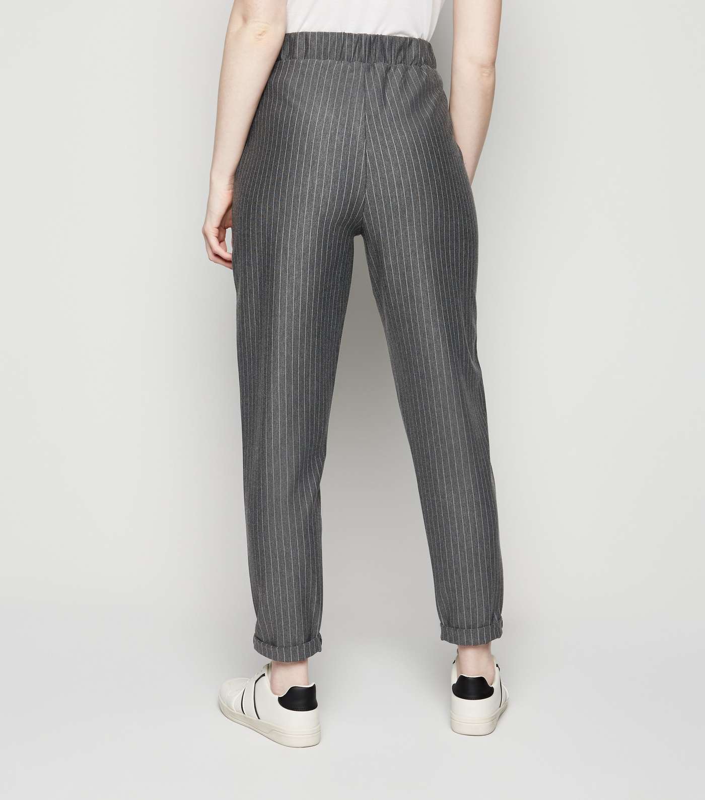 Tall Light Grey Pinstripe Trousers Image 3