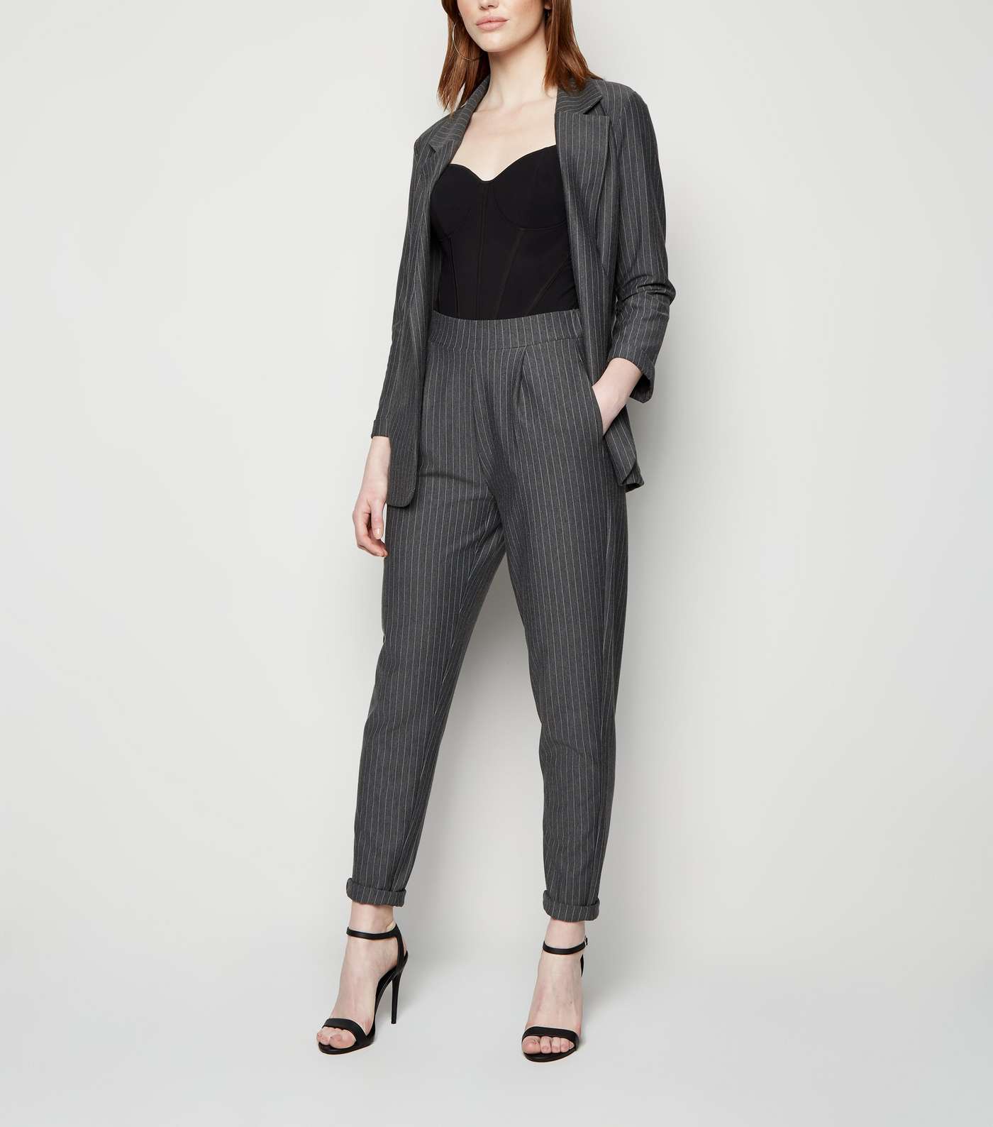 Tall Grey Pinstripe Jersey Blazer Image 6