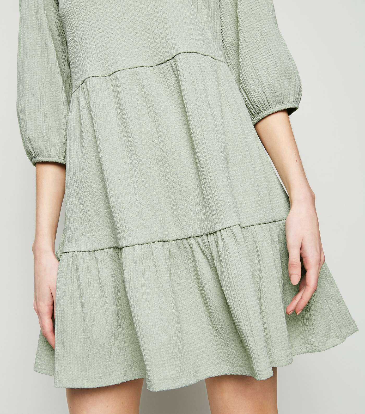Light Green Puff Sleeve Smock Dress Image 5