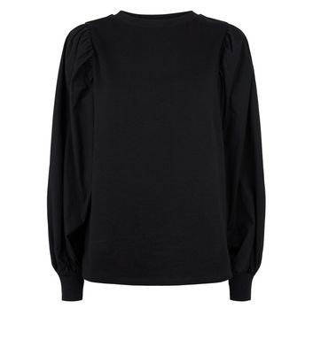 black puff sleeve sweatshirt