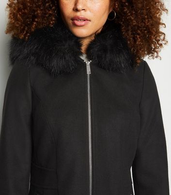 faux fur hooded zip jacket