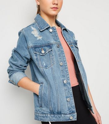 Girls Pale Blue Oversized Denim Jacket 