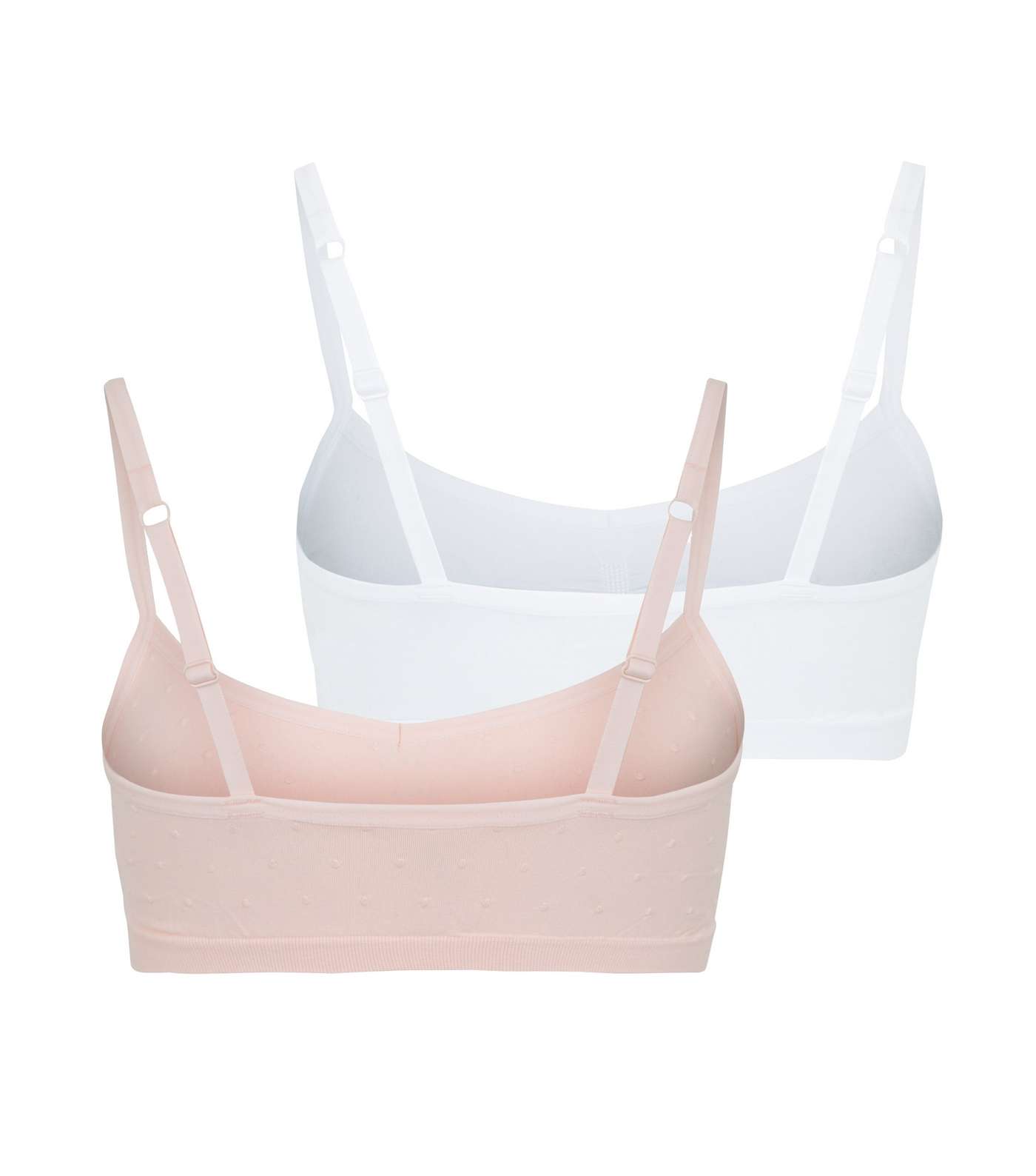 Girls 2 Pack Pink and White Spot Crop Tops Image 2