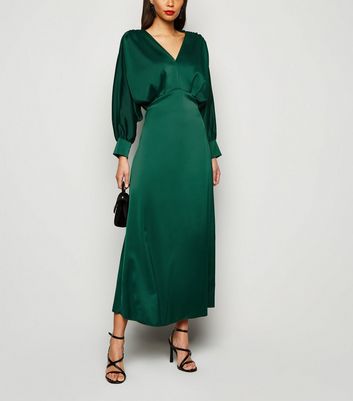 long satin green dress