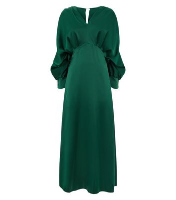 new look green satin dress