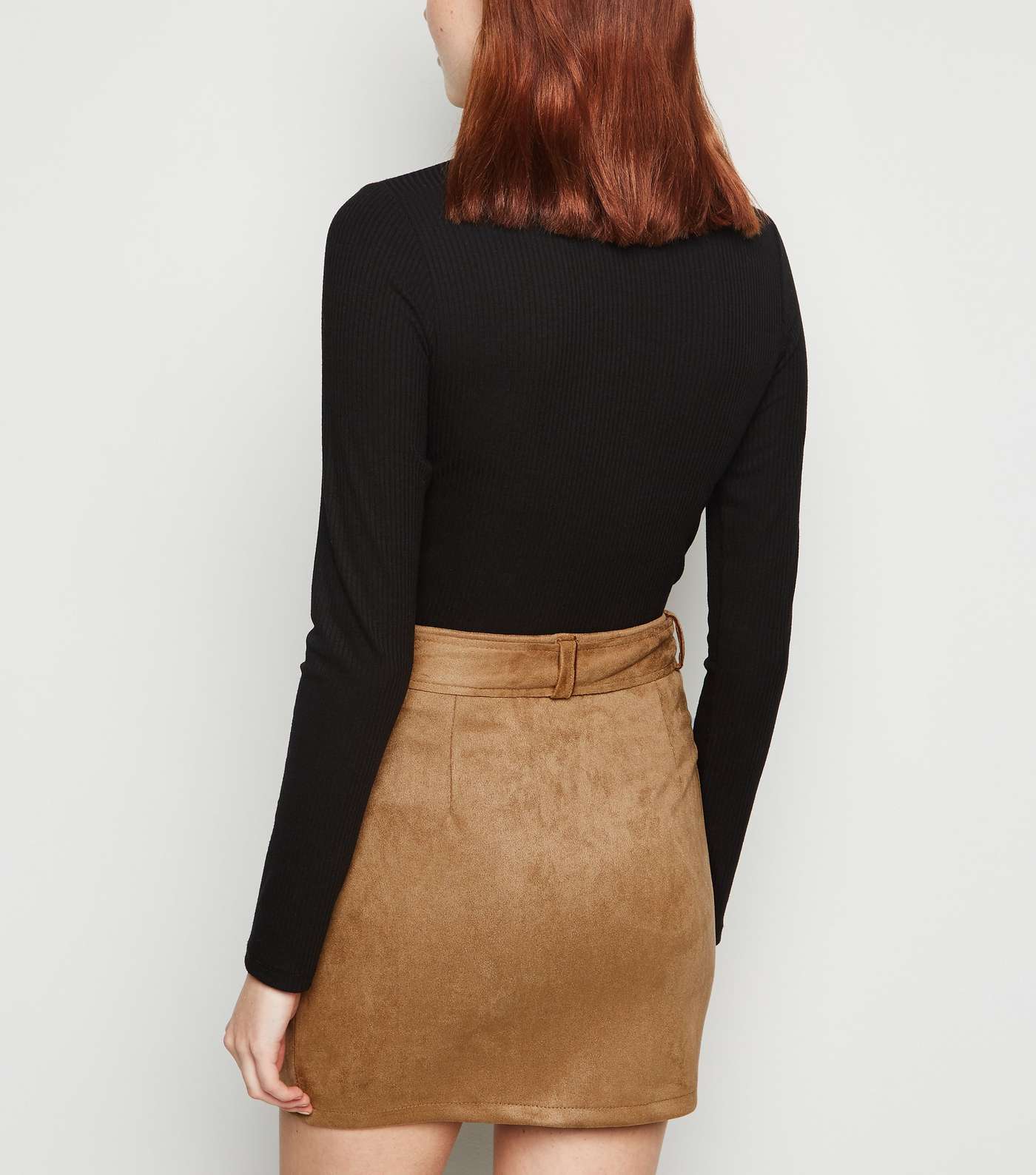Urban Bliss Tan Suedette Belted Mini Skirt  Image 3