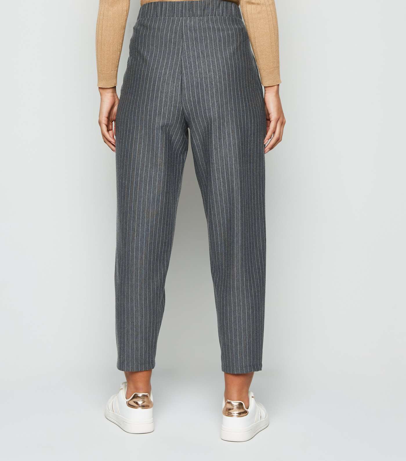 Petite Light Grey Pinstripe Trousers Image 3
