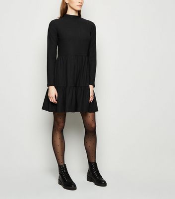 smock dress with tights