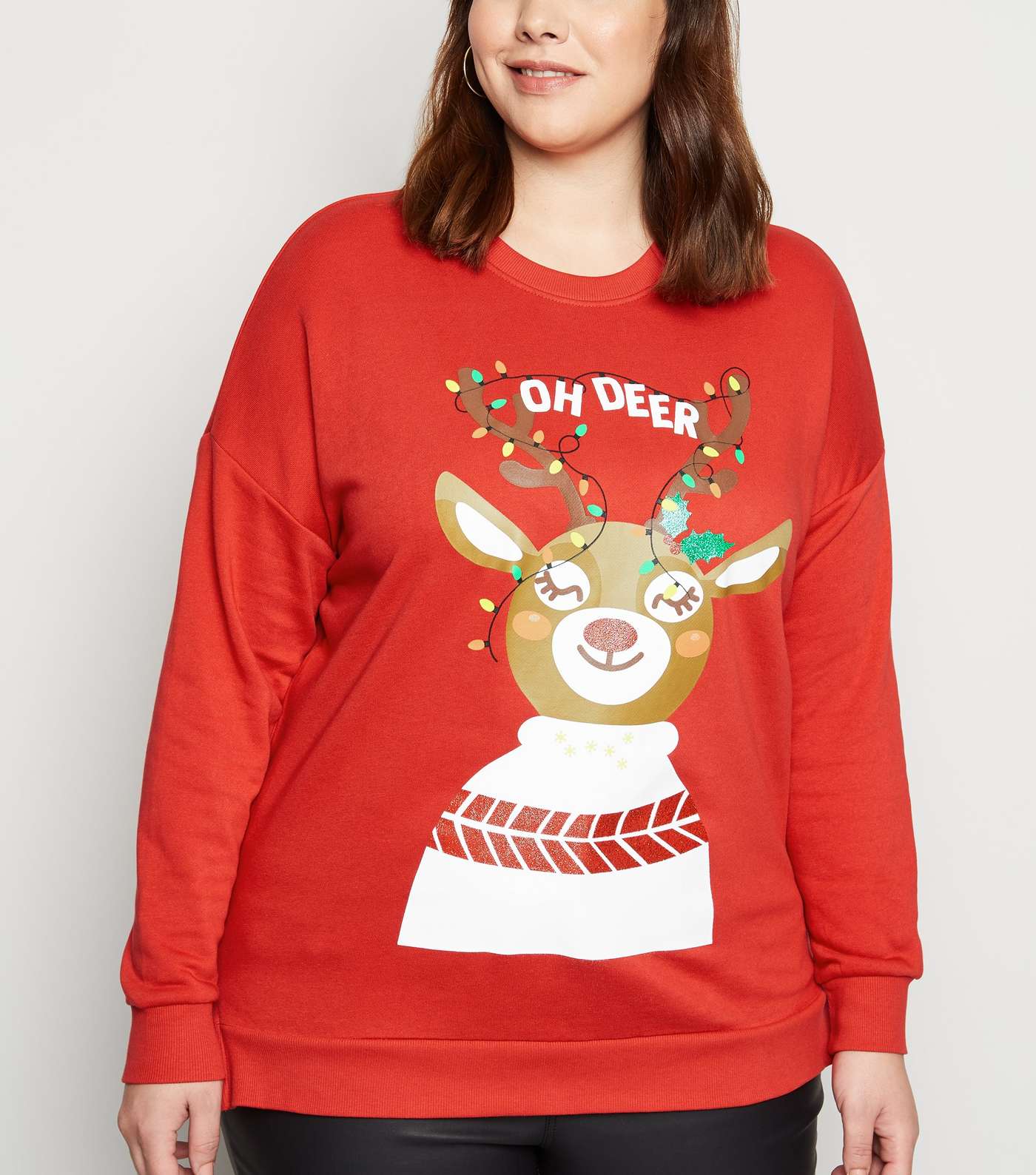 Curves Red Oh Deer Slogan Christmas Sweatshirt