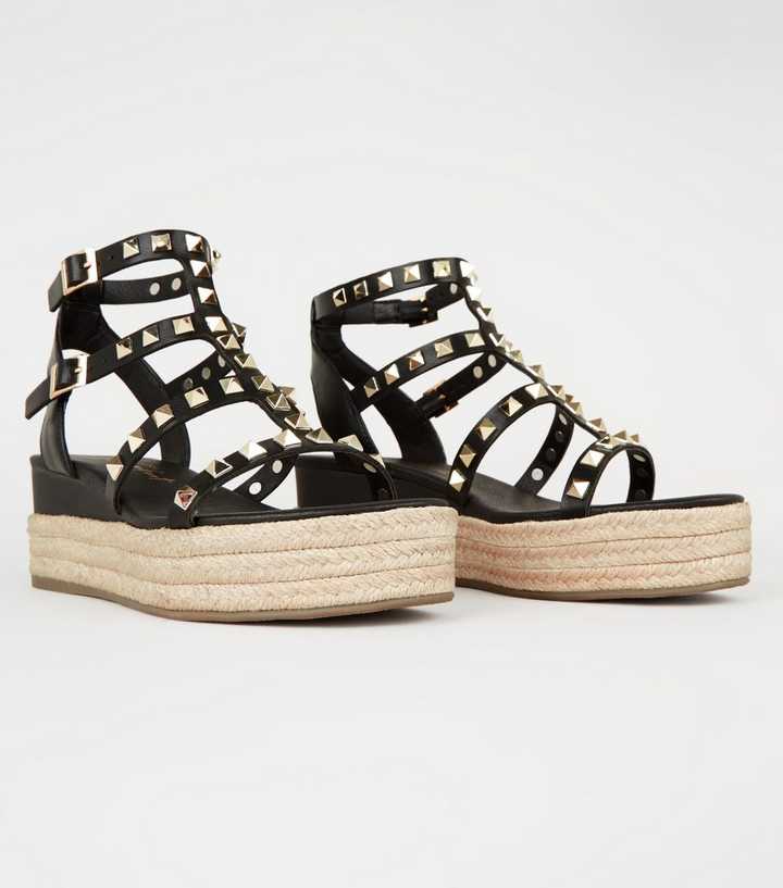 ROSY Black Studded Platform Gladiator Sandal - Women