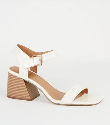 off white flared block heel sandals